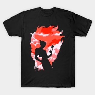 The magician silhouette in red T-Shirt